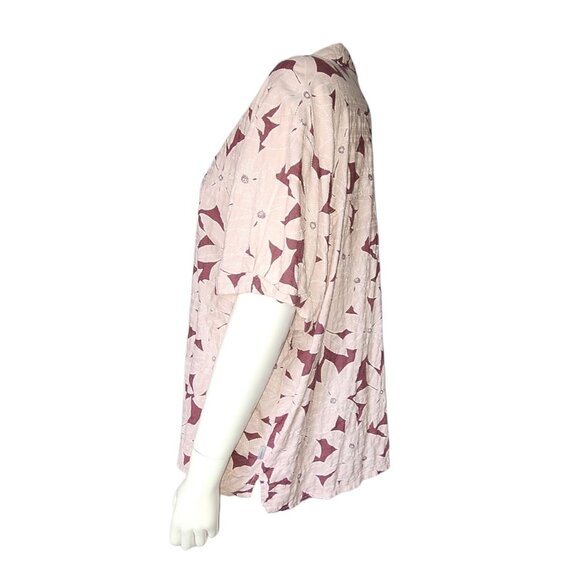 Eddie Bauer Button Down Shirt Womens Plus Size 2XL Pink Floral Collared - Picture 2 of 6